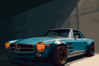 create a premium car portrait with a custom background