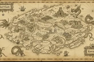 design custom fantasy book map dnd world map game map illustration