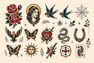 draw american traditional tattoo design