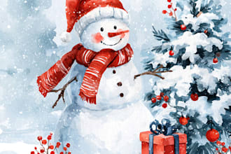 draw christmas card, invitation with watercolor