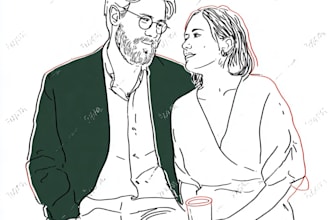 draw a cute cartoon couple portrait