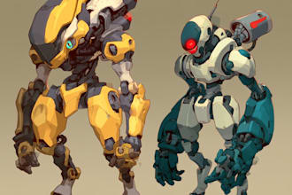 design custom robot, mecha and cartoon character