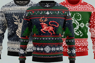 do modern merry christmas sweater and t shirts design