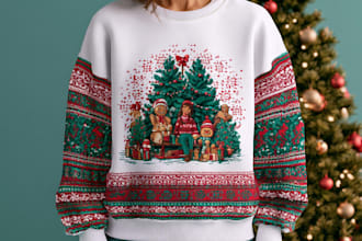 create ugly christmas sweater and sweatshirt design