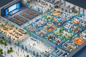 create 3d event maps, exihibition maps, conference layouts and visitor guides