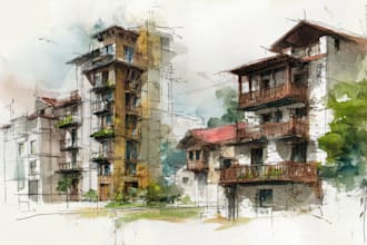 draw digital architectural sketches and illustrations