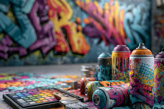design a colorful graffiti mural illustration