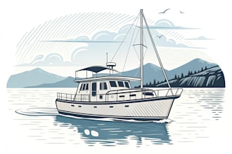draw your boat portrait to vector