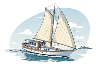 draw vector line art from your boat, yacht, or any ship