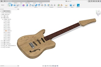 design custom guitar bass body neck fretboard cad for cnc and 3d printing