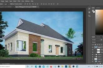 do photorealistic house exterior 3d rendering and front elevation