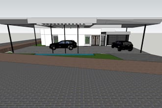 create realistic car park, driveway, facade, gate design and exterior renderings