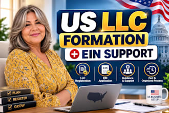 do US llc formation in wyoming, california, new texas, delaware and obtain ein