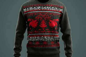 create ugly christmas sweater and tshirt design