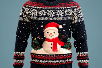 create ugly christmas sweater and tshirt design