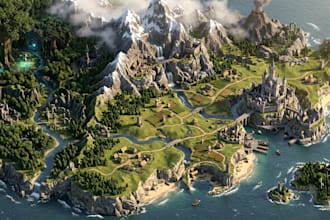 design custom fantasy maps, 3d world maps, medieval maps and rfg art