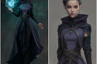 draw fantasy illustrations and covers, folk art, freehand digital