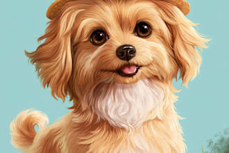 draw pop art dog cat pet potrait