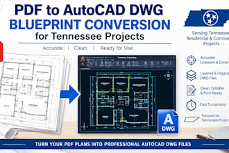do PDF to autocad dwg blueprint conversion for tennessee projects