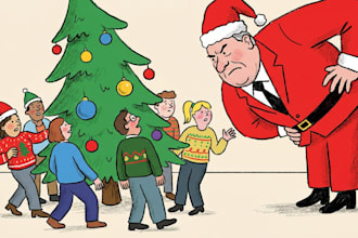 illustration christmas caricature, office holiday caricature