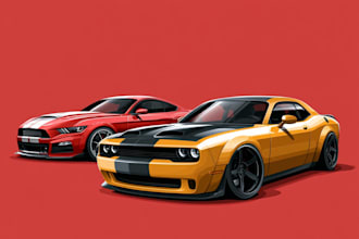 draw detailed custom car illustration for your vehicle