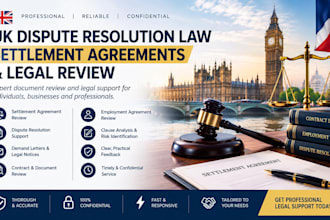 provide UK dispute resolution law, settlement agreements and legal review