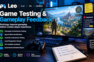 test your game for gameplay bugs, usability issues, and provide QA feedback now