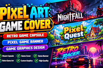 design pixel art game cover retro game capsule pixel game banner graphics design