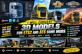 convert 3d models for ets2 and ats game mods