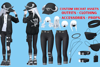 create vrchat outfits, accessories vrchat props shoes, vrm assets for any avatar