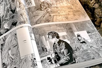 manga comic book illustration, manga artist, webtoon page