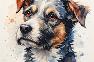 paint a watercolor portrait of your pet or animal