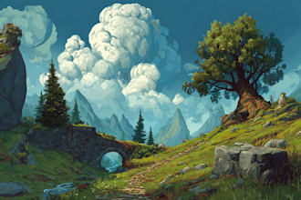 create dark fantasy landscape illustrations