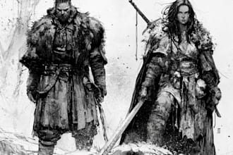 draw a detailed fantasy character ink illustration