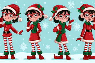 make custom christmas cartoon characters for gifts and holiday stories