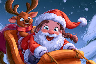 make whimsical christmas character art for books and holiday branding