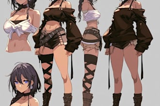 create character sheets and posters in an anime art style