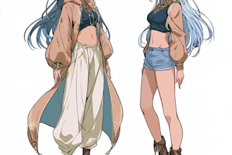 draw anime art character sheet or reference sheet design