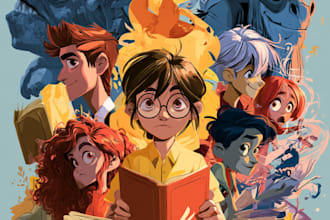 draw a cartoon book cover art