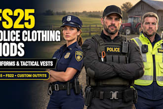 create custom fs25 fs22 police uniforms and tactical vest mods