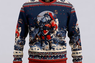 create ugly christmas sweater and sweatshirt design