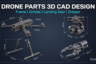 design drone frame gimbal landing gear gripper solidworks mechanical cad