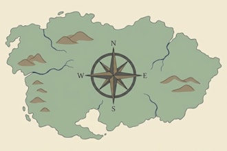 draw an antique medieval fantasy map with a vintage style