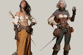 create rpg character art, fantasy character illustration