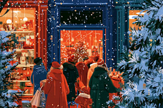 design a custom flat style christmas illustration