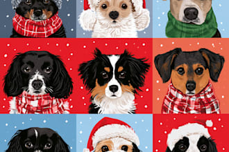 design festive pet illustrations for christmas products and packaging