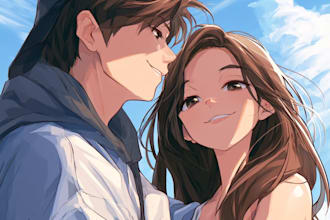 make anime fanart, digital art, vtuber, couple art and cartoon