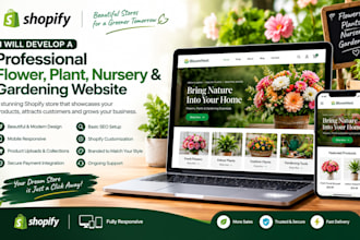 develop professional flower shopify plant store nursery grandning website