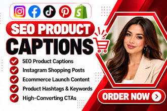 write SEO product captions instagram shopping posts ecommerce launch content