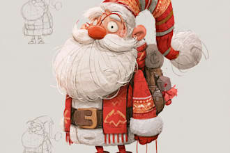 illustrate christmas card, christmas character
